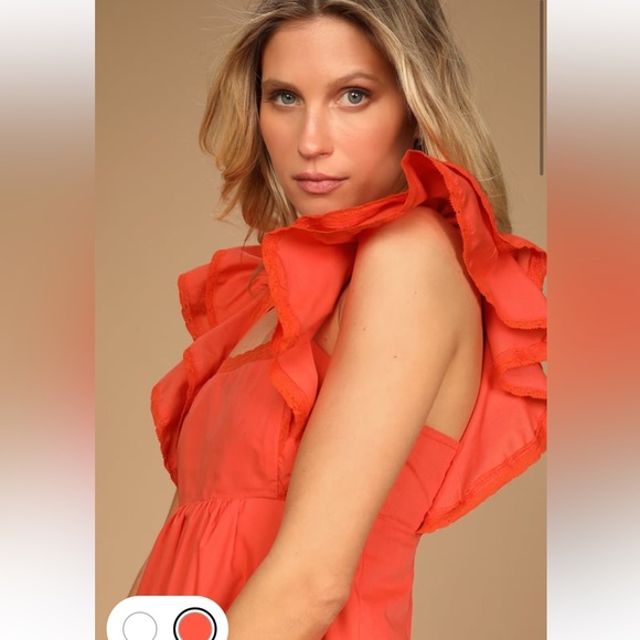 Marvelous Time Orange Ruffled Mini Dress - Picture 3 of 6